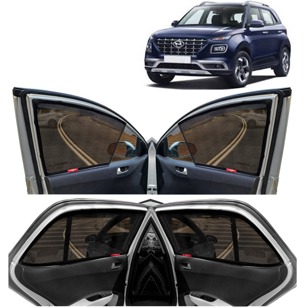 Venue Half Cut Magnetic Car Sun Shade 4 Pcs for 2019 to 2022 Motorhunk