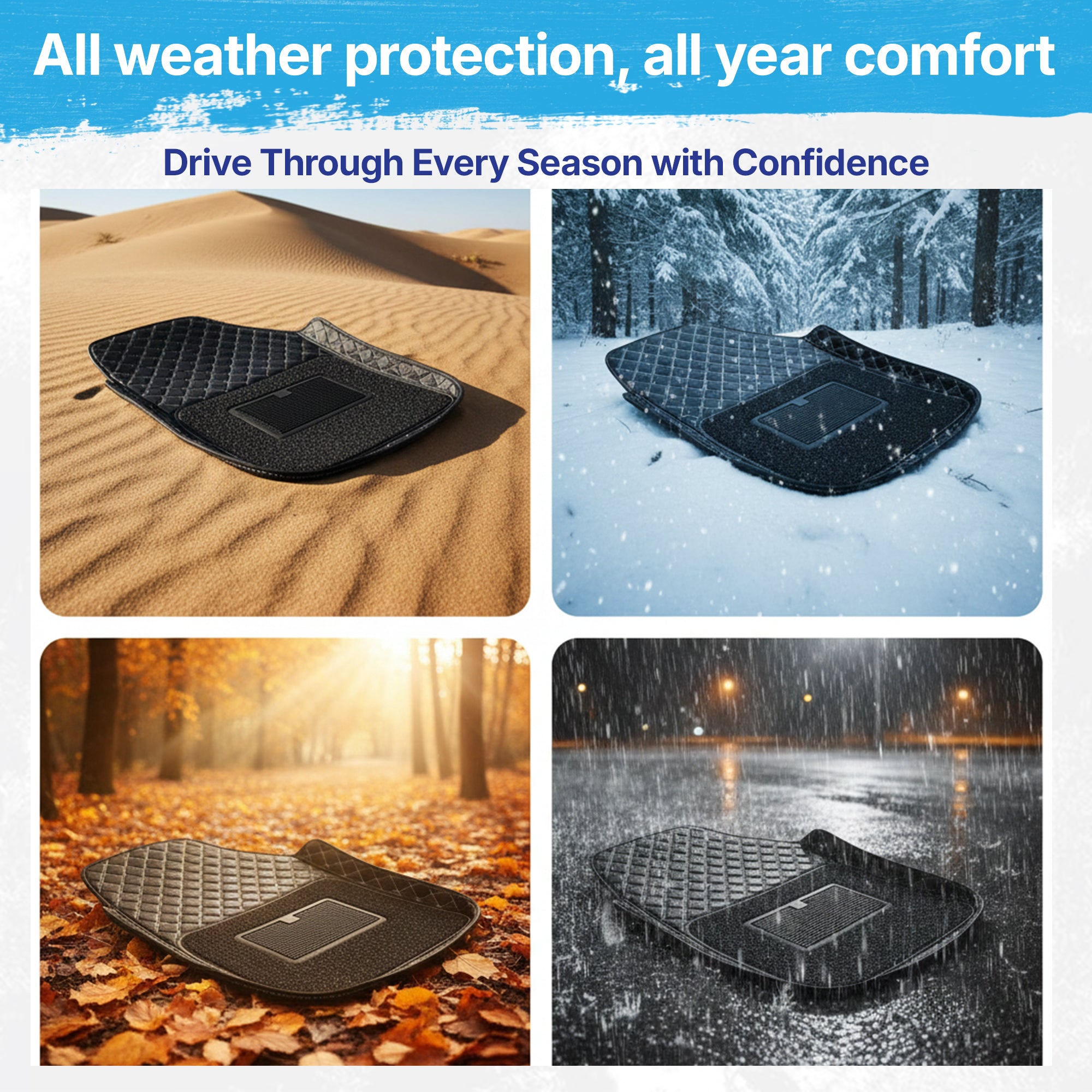 Buy Universal 7D Car Foot Mats fit in All Cars, Black | Motorhunk