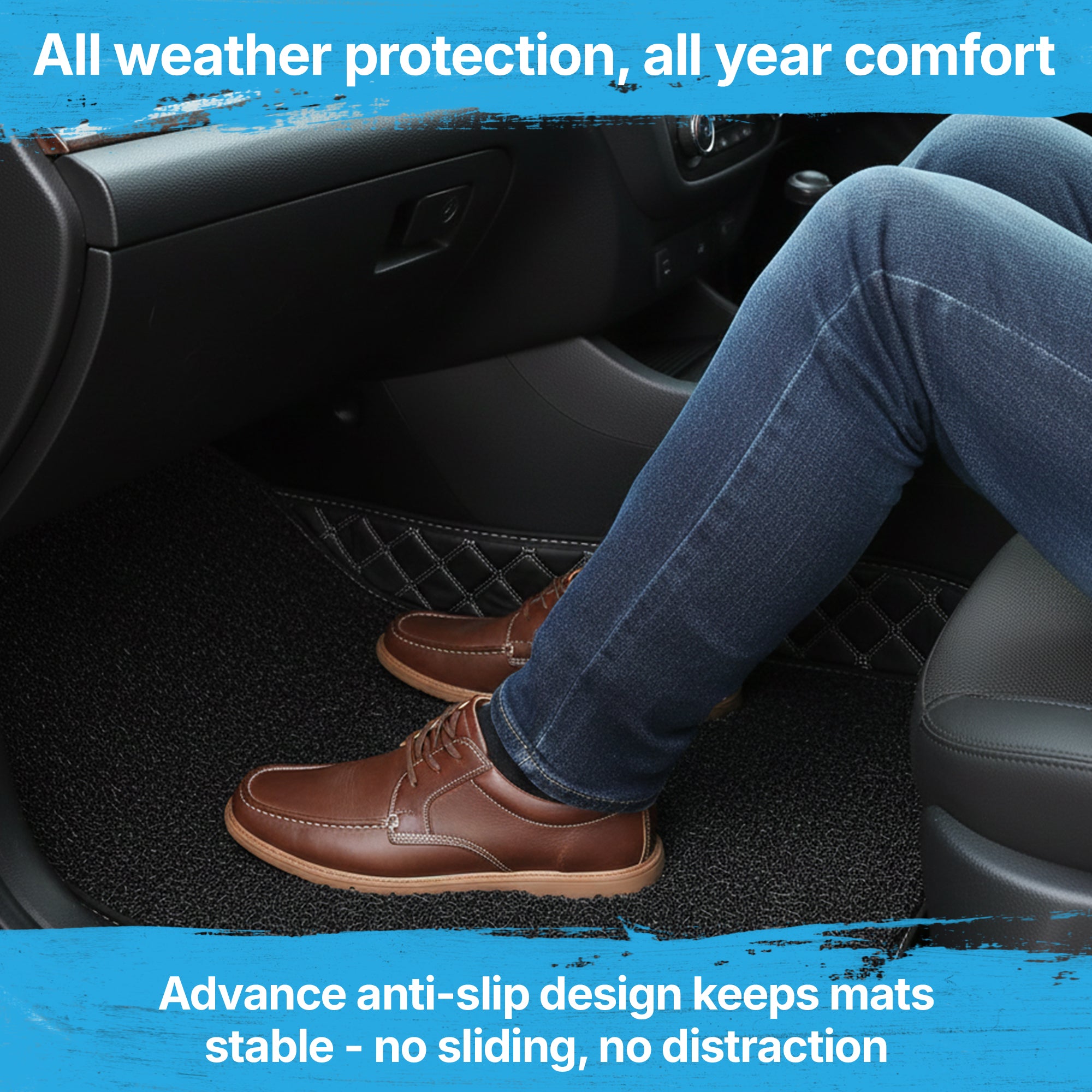 Buy Universal 7D Car Foot Mats fit in All Cars, Black | Motorhunk