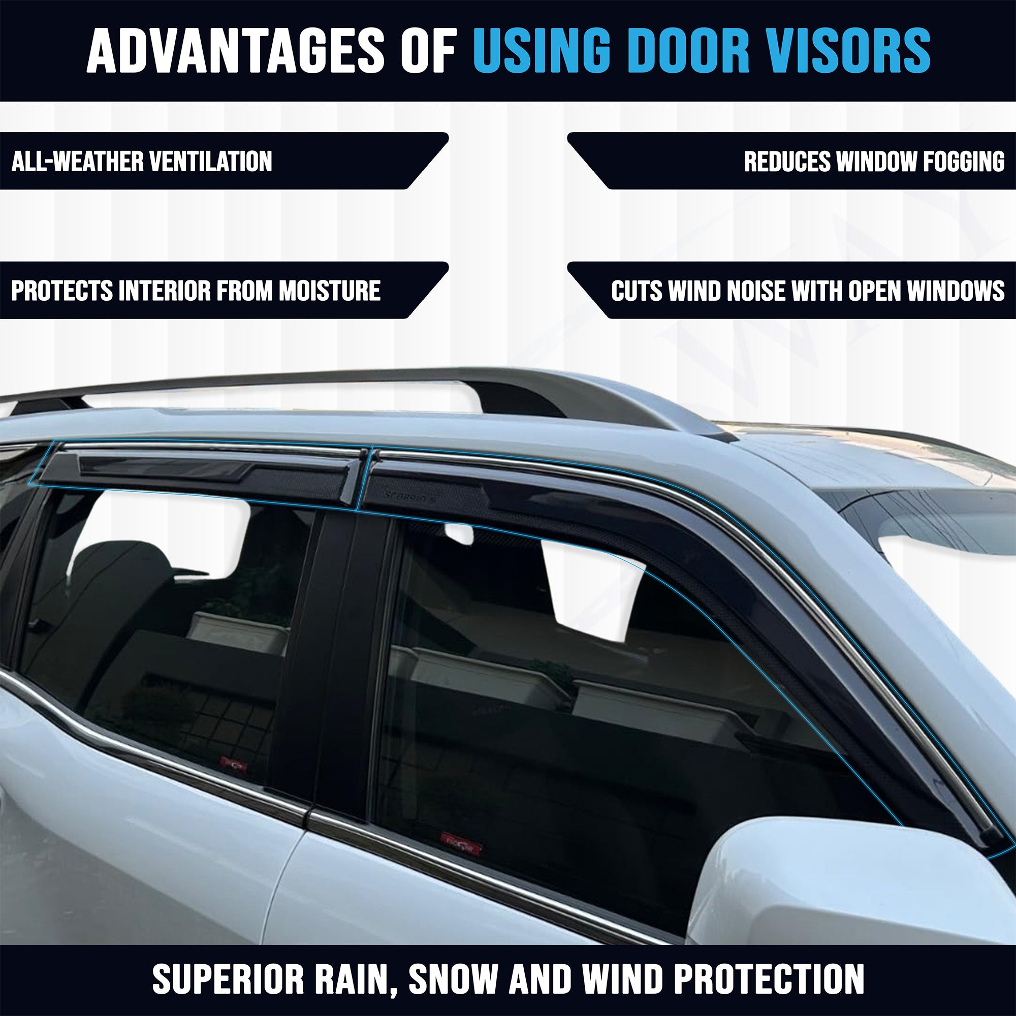 Buy XEV 9S Door Visor Chrome for Year 2026 Onwards 6 Pcs | Motorhunk