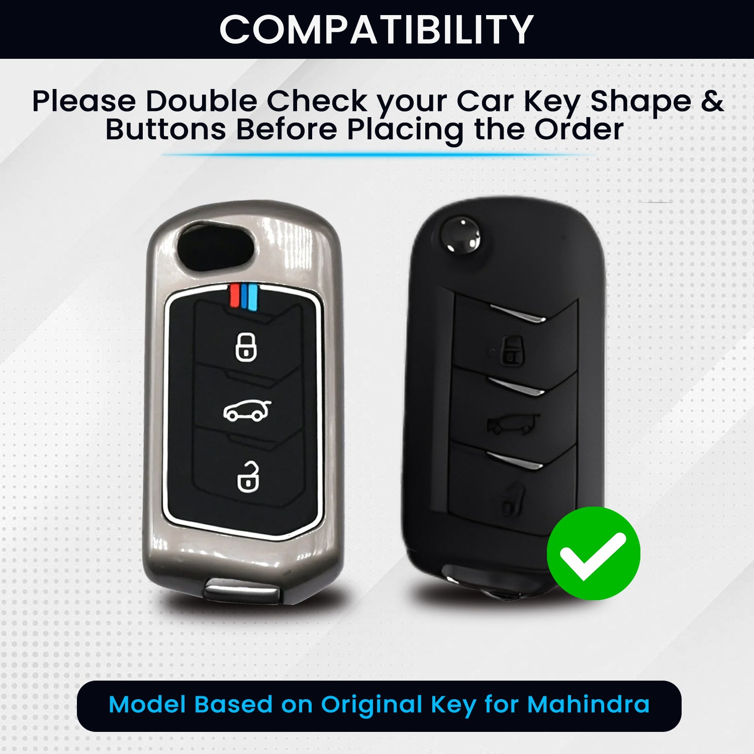Mahindra Key Shape Buy 3 Buttons Smart Key Cover and Keychain MHD-A3 for All Mahindra Car ...