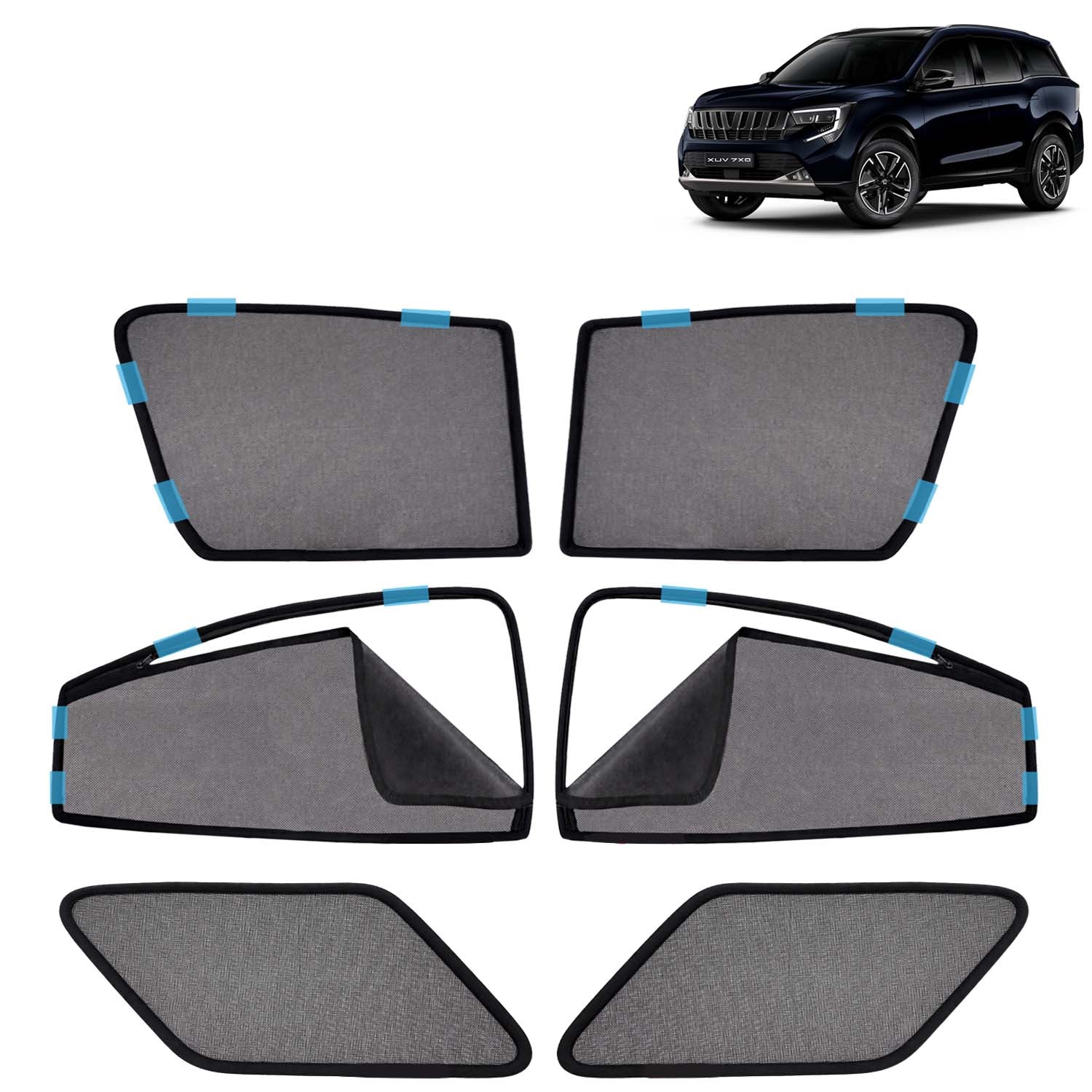 KINGSWAY Car Sun Shade Magnetic for XUV 7XO (2026 Onwards) | 6 Pcs
