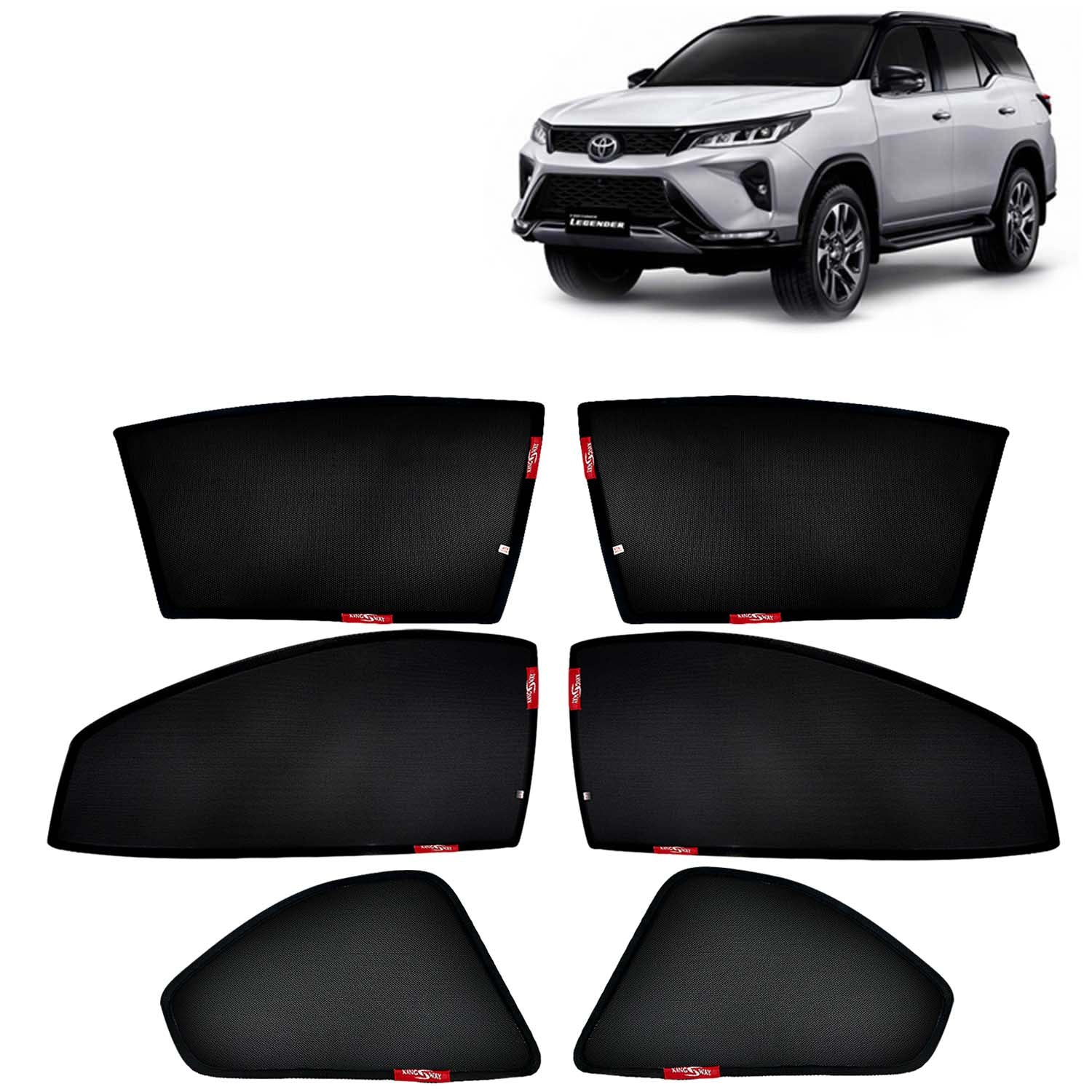 Fortuner Car Sun Shade Z-Black Non Magnetic 6 Pcs for 2021 to 2025
