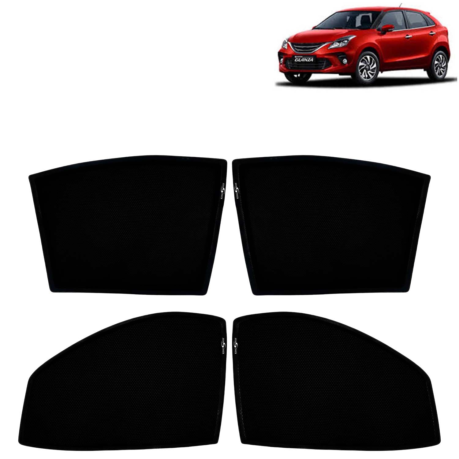 KINGSWAY Car Sun Shade Fix Type for Glanza (2019 - 2022) | 4 Pcs