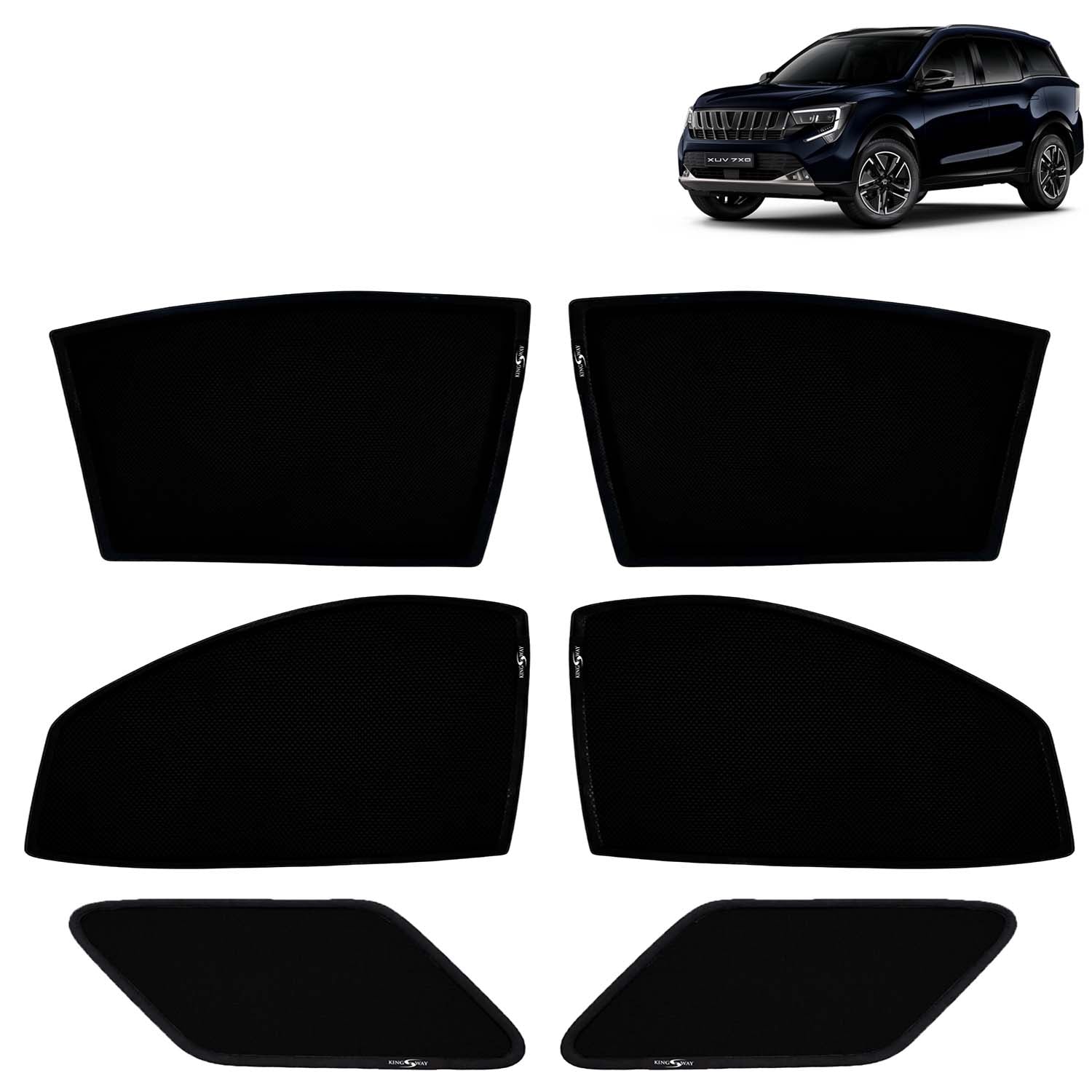KINGSWAY Car Sun Shade Fix Type for XUV 7XO (2026 Onwards) | 6 Pcs