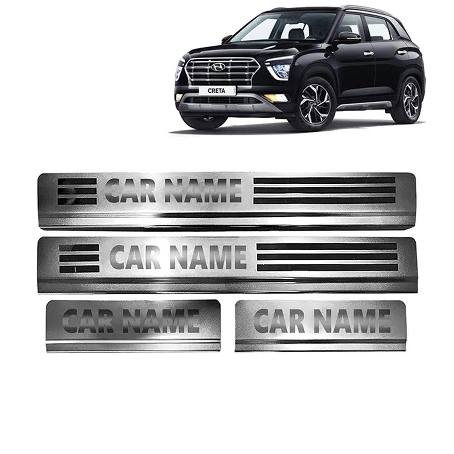 Kingsway Car Step Sill Plates for Hyundai Creta 2020 Onwards Model,  Stainless Steel Car Foot Step Protector Scuff Plates, Color : Silver, Set  of 4 Piece : : Car & Motorbike