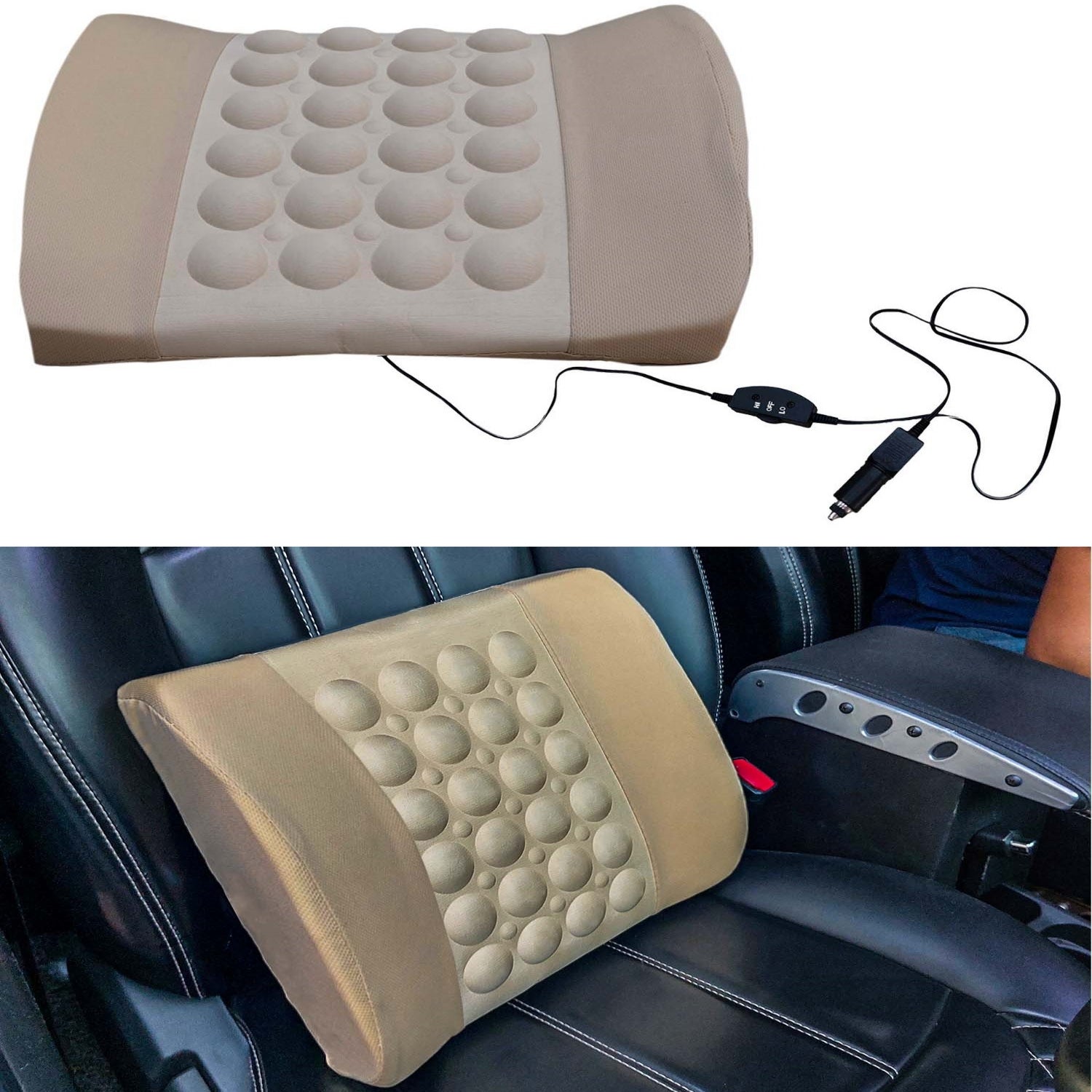 Walbest 12V Car Electric Massage Cushion Lumbar Massage, Car Seat Back  Support Waist Cushion, Lumbar Relaxation Devices, Car Waist Pad Pillows for  Driver Car Cushion Relieve Body, Microfiber Leather 